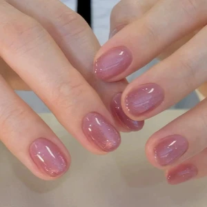 Tips Art Pembe Kedi Gözü Oval Kısa 24’lü Takma Tırnak Seti ve Zararsız Yapıştırıcı