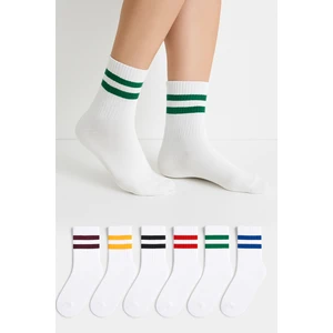 Worthy Socks 6'lı  Çizgili Unisex Pamuklu Tenis Kolej Çorap