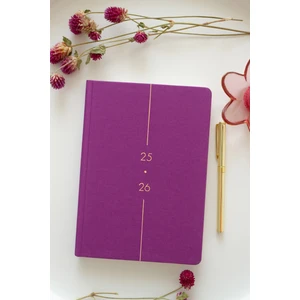 Matt Notebook 2025-2026 A5 Keten Akademik Ajanda 15X21 cm - 17 Aylık Menekşe