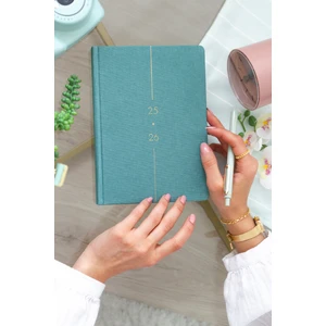 Matt Notebook 2025-2026 A5 Keten Akademik Ajanda 15X21 cm - 17 Aylık Turkuaz