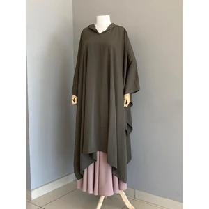 Medine Ipeği Kapüşonlu Yazlık Panço