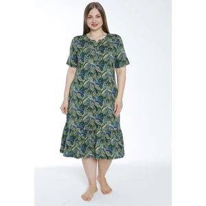 Intensive Collection Kadın Büyük Beden Düğmeli Cepli Pamuklu Kısa Kollu Elbise