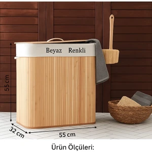 Bambu Kirli Çamaşır Sepeti Dikdörtgen -Katlanabilir Bambu Kirli Çamaşır Sepeti