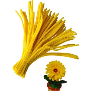 50 Adet Sarı Şönil, Eğitici Şönil Seti, Yoğun Tüylü Tel, 30 cm