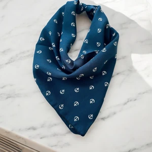 Mavi Renk Denizci Desenli %100 Koton Bandana