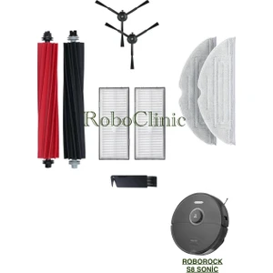 Roborock S8 Sonic Robot Süpürge Uyumlu Fırça, Hepa Filtre, Mop Yenileme Seti-9 Parça