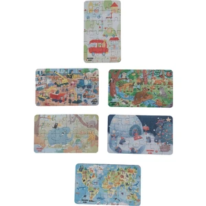 6 Adet 24 Parça 12,5 x 21 cm Eğitici ve Öğretici Ahşap Çocuk Puzzle & Yapboz Oyuncak Çerçeveli