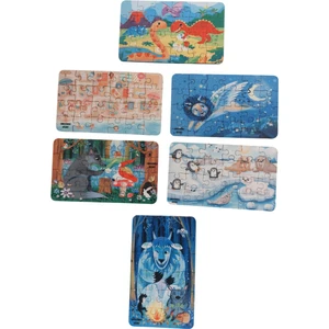 6 Adet 24 Parça 12,5 x 21 cm Eğitici ve Öğretici Ahşap Çocuk Puzzle & Yapboz Oyuncak Çerçevesiz
