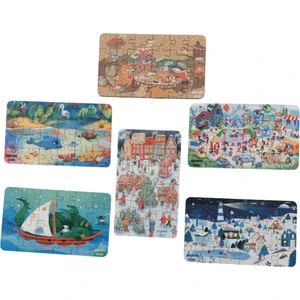 6 Adet 24 Parça 12,5 x 21 cm Eğitici ve Öğretici Ahşap Çocuk Puzzle & Yapboz Oyuncak Çerçevesiz
