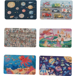 6 Adet 24 Parça 12,5 x 21 cm Eğitici ve Öğretici Ahşap Çocuk Puzzle & Yapboz Oyuncak Çerçevesiz