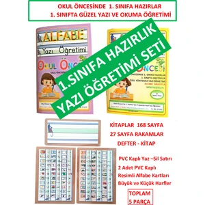 Okul Öncesi ve 1. Sınıf Okuma Yazma Yazı Öğretimi Alfabe Defteri Kitabı, Anasınıfı PVC Alfabe Kartları Alfabetik  Sırasıyla 1 Set