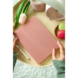Matt Notebook 2025-2026 A5 Keten Akademik Ajanda 15X21 cm - 17 Aylık Pembe