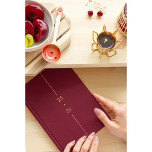 Matt Notebook 2025-2026 A5 Keten Akademik Ajanda 15X21 cm - 17 Aylık Bordo