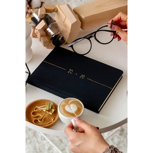 Matt Notebook 2025-2026 A5 Keten Akademik Ajanda 15X21 cm - 17 Aylık Siyah