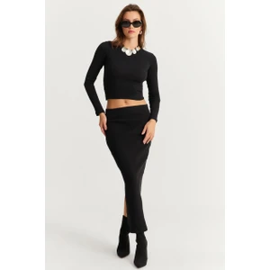 Kadın Siyah Basic Kaşkorse Alt- Üst Takım XL2042