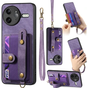 LR Joyful Xiaomi Poco F7 Ultra 5g Retro Pu Deri Arka Kapak Kart Tutucu ve Bileklik Ayaklığı ile (Yurt Dışından)