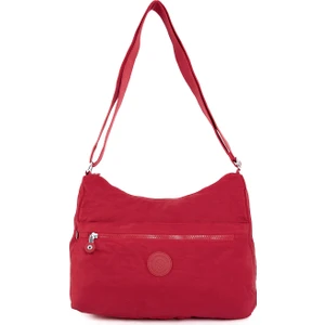 Kadın Suya Dayanıklı Kumaş 5 Gözlü Çapraz Askılı Kırmızı Okul Seyahat ve Omuz Çantası