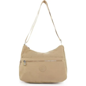 Kadın Suya Dayanıklı Kumaş 5 Gözlü Çapraz Askılı Bej Okul Seyahat ve Omuz Çantası