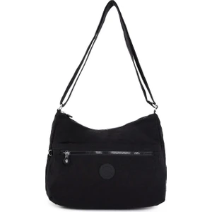 Kadın Suya Dayanıklı Kumaş 5 Gözlü Çapraz Askılı Siyah Okul Seyahat ve Omuz Çantası