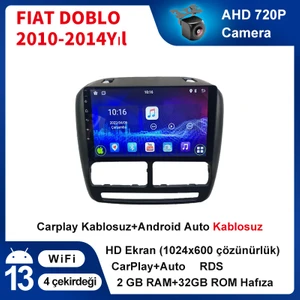 Fiat DOBLO(2011-2014 Yıl)2GB Ram 32GB Rom Hafıza Multimedya Android Sürüm 13 Kablosuz Carplay Navigasyon 9 Inç Ekran