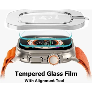 Apple Watch Ultra 49MM Uyumlu Kolay Kurulum Aparatlı Temperli Cam Ekran Koruyucu