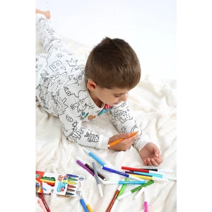 Kısa Kollu Çocuk Boyama Pijaması Boyanabilir Pijama