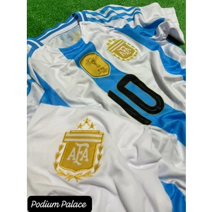 2024/25 Lionel M.e.s.s.i  Arjantin Sezon Çocuk Forması Şort Çorap Bileklik 4'lü Seti (Mavi-Beyaz)