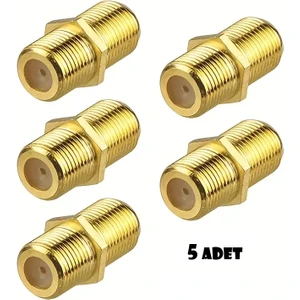 F Ara Konnektör Uydu Anten Kablolarını Birleştirir Ek Yapar (Gold-Sarı) 5ADET