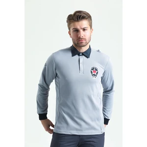 Uzun Kollu Özel Güvenlik Tişörtü – Gri Polo Yaka | Resmi Armalı Görev Üstü