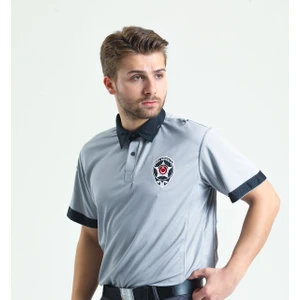 Kısa Kollu Özel Güvenlik Tişörtü – Gri Polo Yaka | Armalı Resmi Görev Üstü