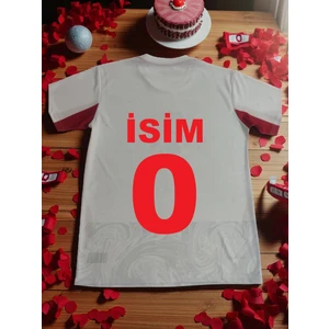 Bite Nose Isme Özel Yazdırmalı Türkiye Beyaz Milli Takım  T-Shirt  Halı Saha Forması