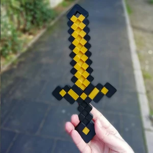 Minecraft Altınsarısı-Siyah Oyuncak Kılıç Figürü