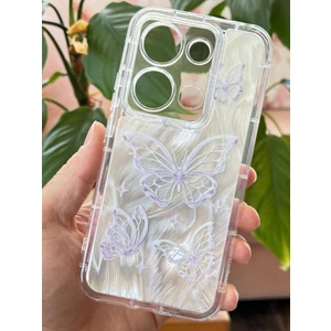 Xiaomi Redmi Note 13 Pro 4g Kılıf Parlak Hologramlı Kelebek Desenli Darbe Emici Kamera Korumalı Silikon
