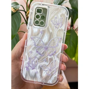 Xiaomi Redmi 10 4g 2022 Kılıf Parlak Hologramlı Kelebek Desenli Darbe Emici Kamera Korumalı Renkli Silikon