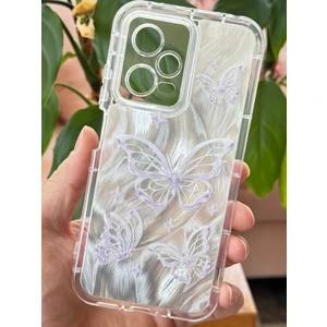 Xiaomi Redmi Note 12 Pro 5g Kılıf Parlak Hologramlı Kelebek Desenli Darbe Emici Kamera Korumalı Silikon