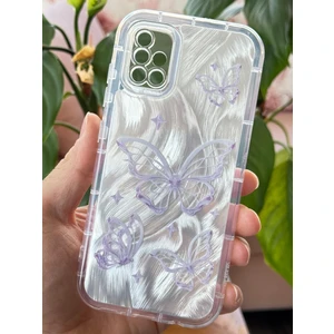Samsung Galaxy A51 Kılıf Parlak Hologramlı Kelebek Desenli Darbe Emici Kamera Korumalı Renkli Silikon