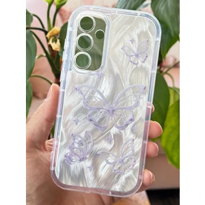 Samsung Galaxy A54 Kılıf Parlak Hologramlı Kelebek Desenli Darbe Emici Kamera Korumalı Renkli Silikon