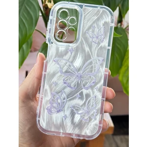Samsung Galaxy A32 Kılıf Parlak Hologramlı Kelebek Desenli Darbe Emici Kamera Korumalı Renkli Silikon