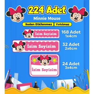 Sb Store Minnie Mouse Okul Kreş Etiketi Kalem Defter Özel Isim Yazılabilen Etiket Seti Model 14 - 224 Adet