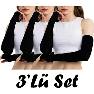 3 Çift Uzun Siyah Sandy Kumaş Yüksek Kalite Ikili Esnek Kolluk 2025