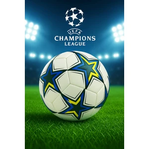 Futbol Topu Şampiyonlar Ligi Yıldız Desenli Dayanıklı Halı Saha Çim Beton Zemine Uygun No:5