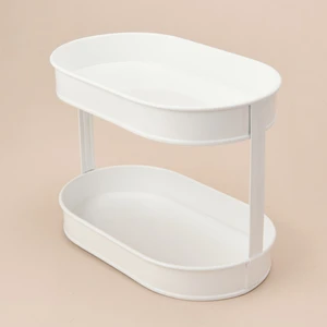 Bath 2 Katlı Oval Organizer - Beyaz - 32,5X19 cm