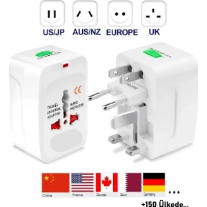 150+ Ülke Seyahat Adaptörü Priz Dönüştürücü Çevirici Universal Abd Ing Çin Japon S. Arabistan