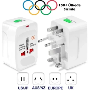 Universal Seyahat Adaptörü Priz Dönüştürücü Çevirici Abd Ing Çin Japon S. Arabistan 150+ Ülkede Sizinle