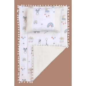 Bebek Alt Açma Seti, Battaniyesi, Minderi, Bebek Yastığı, Müslin ve Waffle Pike Kumaş