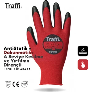 TG1290 Dokunmatik Antistatik A Seviye Kesilme Yırtılma Dirençli Çok Amaçlı İş Eldiveni