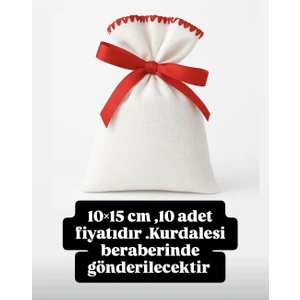 Nakışlı Ham Bez Natural Kese 10*15CM 10LU Düğün,nişan,kınagecesi,doğumgünü Takı,sabun,lavantagibi Çok Amaçlı Kesee-Hediye Paketi