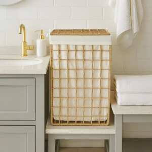 Living Astarlı Çamaşır Sepeti - Kahverengi - 60 Lt