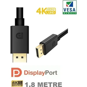 SHOW PRIME 4K Displayport Dp Kablo 280hz/fullhd 165hz/2k 60hz/4k 30hz/5k Ultra Hd 4K V1.2 1.8metre