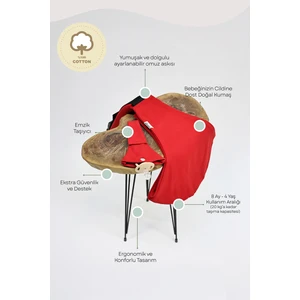 Çocuk Taşıyıcı Ana Kucağı Kırmızı %100 Pamuk Baby Sling 7 Ay - 4 Yaş (20 Kg)